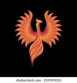 Fire eagle phoenix logo design vector illustration