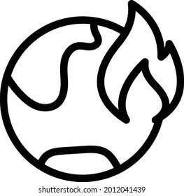 fire earth vector thin line icon