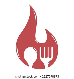 Feuer fressen Logo. Löffel- und Gabelschimmel.