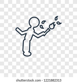 Fire eater man concept vector linear icon isolated on transparent background, Fire eater man concept transparency concept in outline style