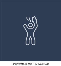 Fire eater man icon. Fire eater man linear design concept from Circus collection. Simple element vector illustration on dark blue background.