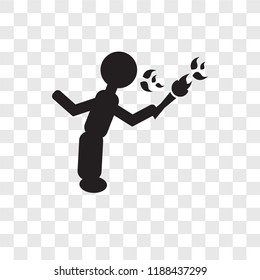 Fire eater man vector icon isolated on transparent background, Fire eater man transparency logo concept