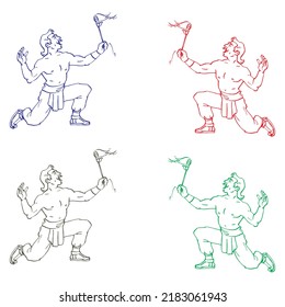 Fire Eater Vector Illustration. Circus Characters Symbol
