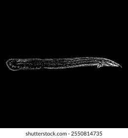 fire eel hand drawing vector isolated on black background.