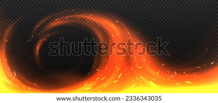 Fire effect on copy space concept. Flame and fume effect. Element for animations and video games. Particles with smoke texture. Realistic flat vector illustration isolated on transparent background