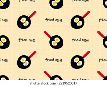 Fire egg cartoon character seamless pattern on yellow background