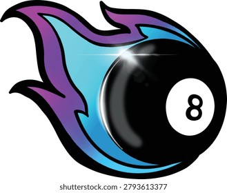 Fire eight ball billiard design vector