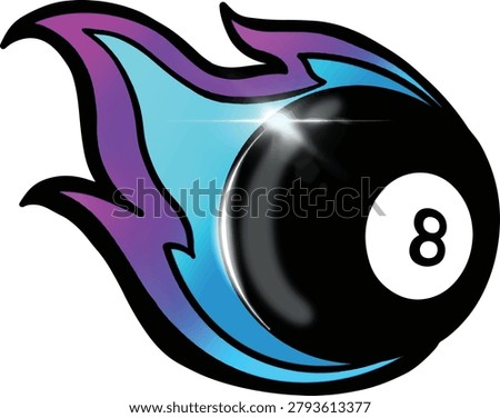 Fire eight ball billiard design vector