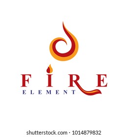 Fire element abstract logo for use as petrol corporate emblem. Oil and gas vector business conceptual symbol.