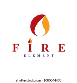 Fire element abstract logo for use as petrol corporate emblem. Oil and gas vector business conceptual symbol.
