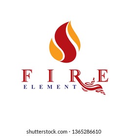 Fire element abstract logo for use as petrol corporate emblem. Oil and gas vector business conceptual symbol.