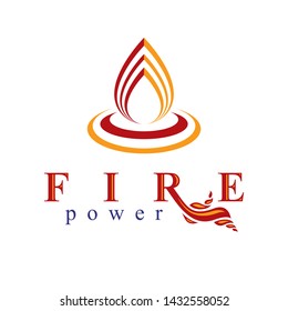 Fire element abstract logo for use as petrol corporate emblem. Oil and gas vector business conceptual symbol.