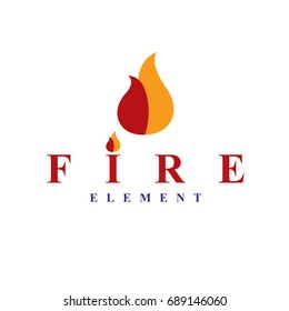 Fire element abstract logo for use as petrol corporate emblem. Oil and gas vector business conceptual symbol.