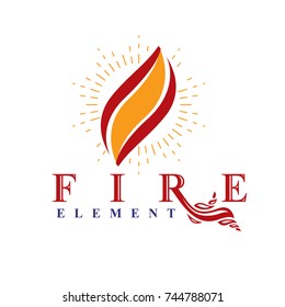 Fire element abstract logo for use as petrol corporate emblem. Oil and gas vector business conceptual symbol.