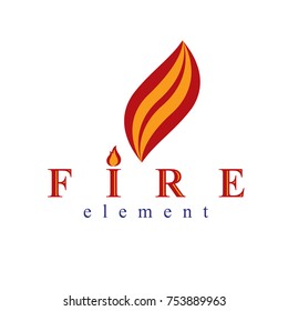 Fire element abstract logo for use as petrol corporate emblem. Oil and gas vector business conceptual symbol.