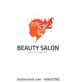 Fire element. Beauty logo or label template. Vector woman head silhouette illustration. 