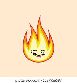Fire element clipart with confused face expression clipart. Fire icon clipart with expression.