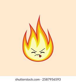 Fire element clipart with disgust face expression clipart. Fire icon clipart with expression.