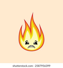 Fire element clipart with gritted teeth expression clipart. Fire icon clipart with expression.