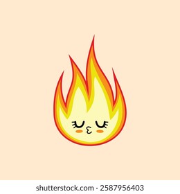 Fire element clipart with happyness face expression clipart. Fire icon clipart with expression.