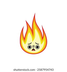 Fire element clipart with surprising face expression clipart. Fire icon clipart with expression.