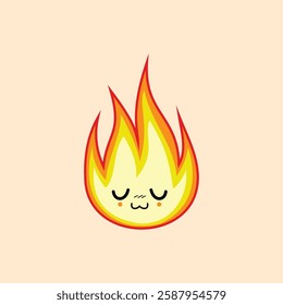 Fire element clipart with uwu face expression clipart. Fire icon clipart with expression.