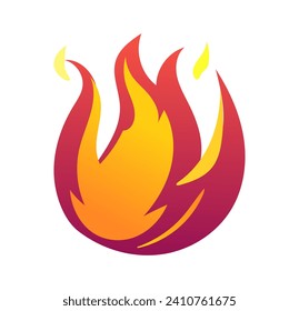 Elemento de fuego de conjunto colorido. Los colores de la llama transitan sin fisuras de una sombra a otra, proporcionando un sentido de flujo y unidad. Ilustración vectorial.