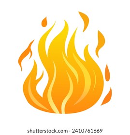 Feuerelement eines bunten Sets. Die Flammen im Herzen spiegeln sich in dieser Illustration wider und bieten eine harmonische Mischung aus Farbtönen. Vektorgrafik.