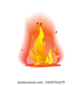 Fire element of colorful set. This stylish and colorful fireplace element is perfect for creating a contemporary and inviting atmosphere. Vector illustration.