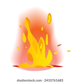 Fire element of colorful set. This colorful fireplace illustration is a lively addition to design, bringing warmth and a touch of whimsy to project. Vector illustration.