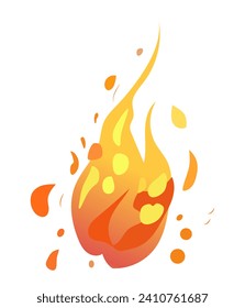 Fire element of colorful set. This radiant and colorful fireplace can create a striking centerpiece in project, drawing attention and interest. Vector illustration.