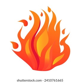 Feuerelement eines bunten Sets. Das einzigartige und farbenprächtige Flammendesign verwandelt das traditionelle Herz in ein zeitgenössisches Meisterwerk. Vektorgrafik.