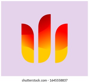 Fire element with hidden letter W logo design