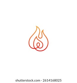 fire element logo in abstract linear design style