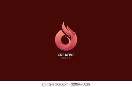 Fire Element Logo Design. Abstract monogram letter O vector illustration. Orange and red flame designs.