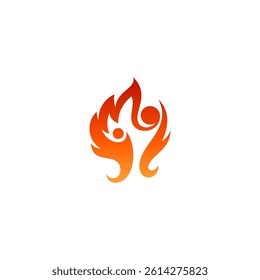fire element logo with people icon in flat design