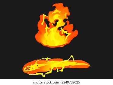 Fire Element Meteor Fireball effect vfx isolated sparks breaker vector illustration