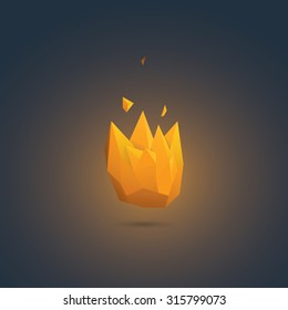 Fire element symbol. Low poly 3d design. Flame as a sign of danger or power. Eps10 vector illustration.