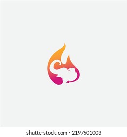 Fire Elephant Logo Design Vector Template