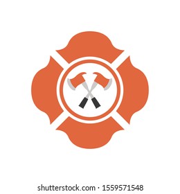 fire emblem with axes crossed flat style icon vector illustration design