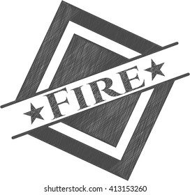 Dibujo del emblema de fuego con efecto de lápiz