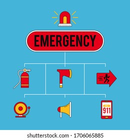 Fire emergency alarm web banner illustration vector