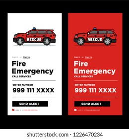 Fire Emergency App with SUV UX and UI For Phone Screen