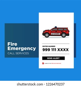 Fire Emergency App with SUV UX and UI For Phone Screen