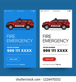 Fire Emergency App with SUV UX and UI For Phone Screen