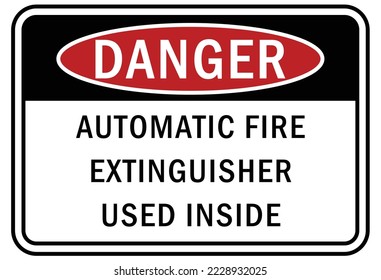 Feuerlöscher mit selbsttätigem Feuerlöscher, der auf dem Schild und dem Etikett verwendet wird