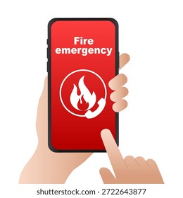 Fire Emergency Call Mobile App Screen UI.Vector illustration