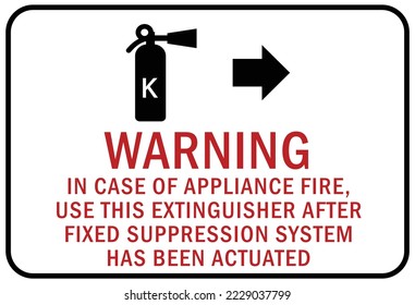 Fire emergency In case of appliance fire, use this extinguisher sign and label