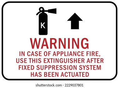 Fire emergency In case of appliance fire, use this extinguisher sign and label