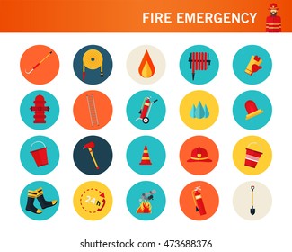 fire emergency concept flat icons.